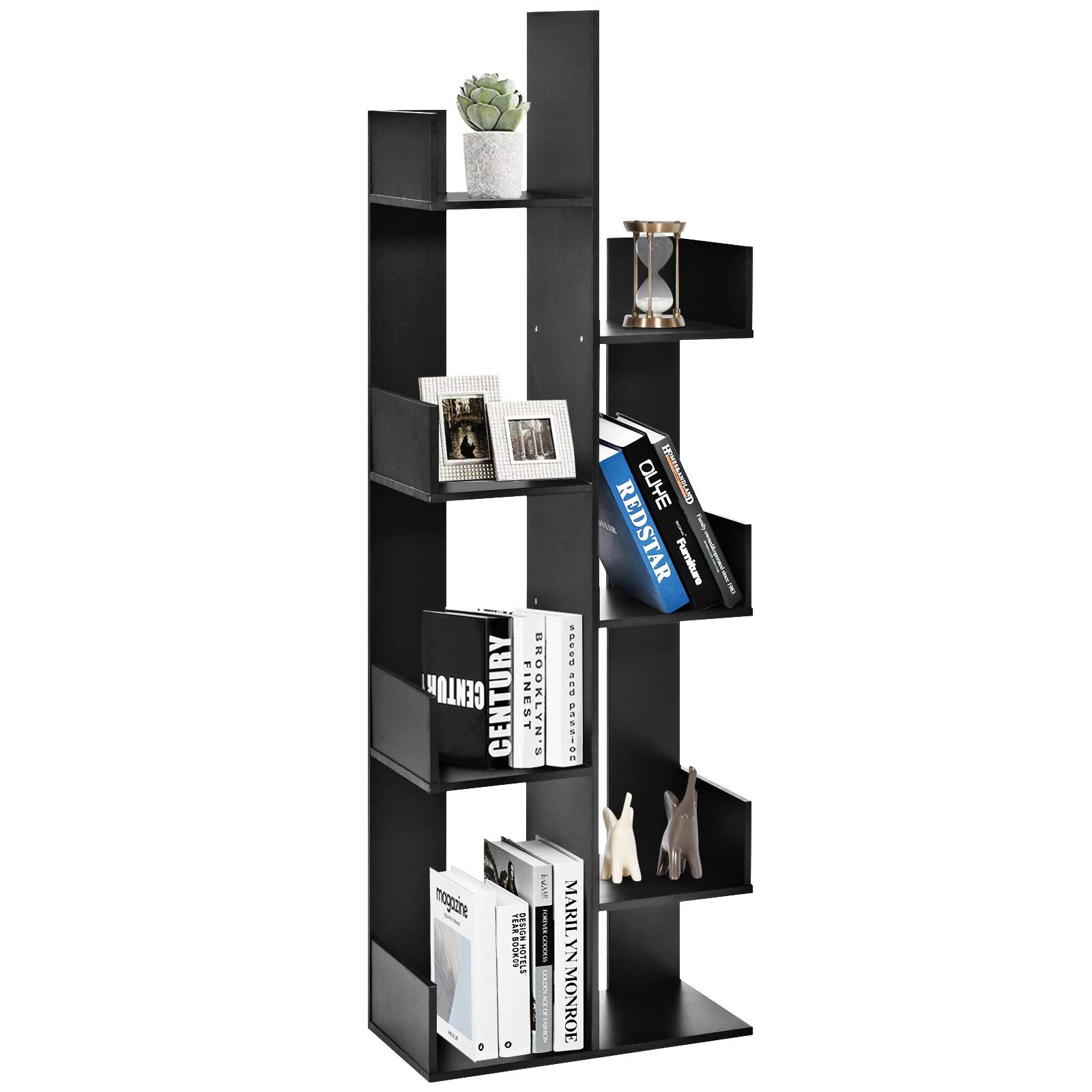 Tangkula Étagère à 8 niveaux, Bibliothèque en bois avec 8 étagères